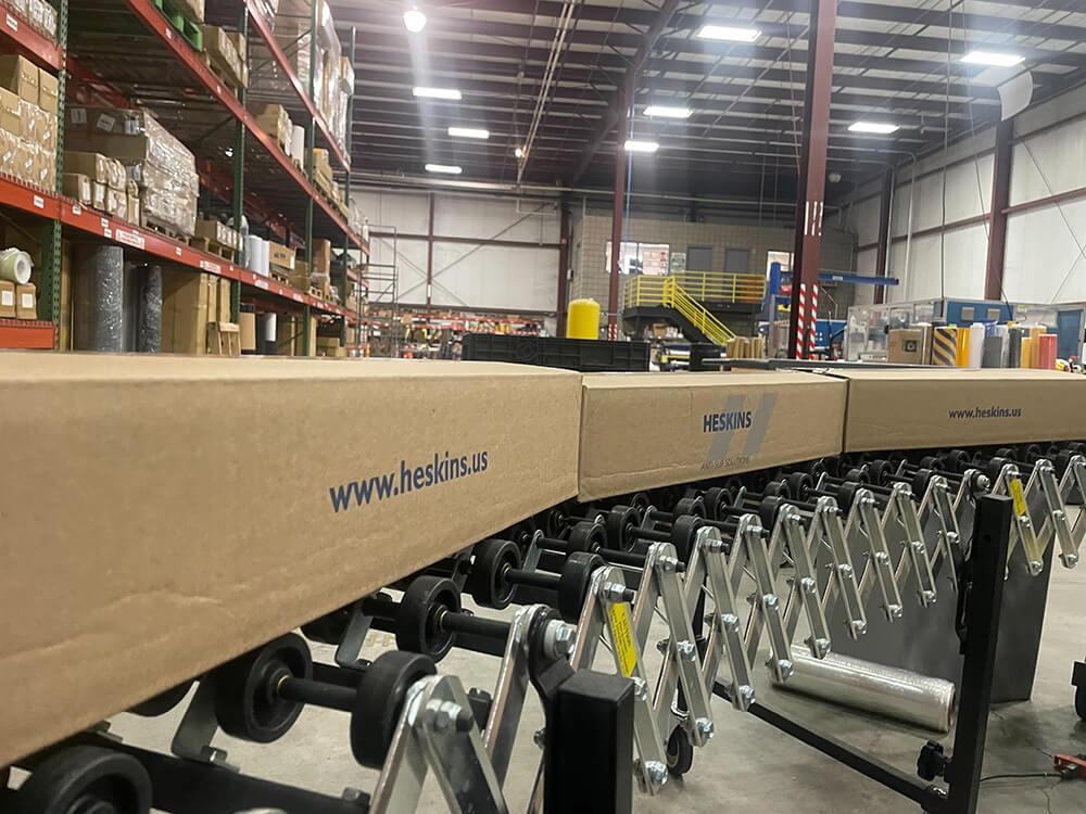 Heskins Branded Packaging for Tape Rolls and Logs in Heskins LLC Warehouse