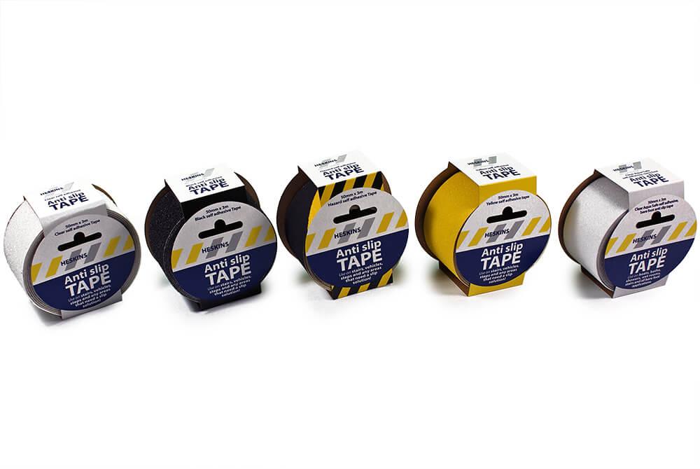 Heskins Branded Packaging for Tape Rolls of Safety-Grip Non Slip Tape