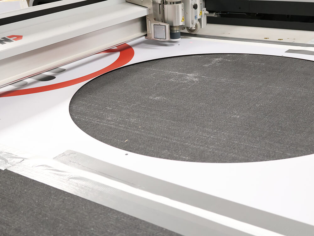 Attention Stop Custom Printed Floor Sign Being Cut on Toolless Cutting Machine 5
