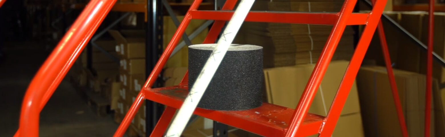 Heskins Video Screenshot - The Three Grades of Line Marking Tape as Shown on Warehouse Ladders