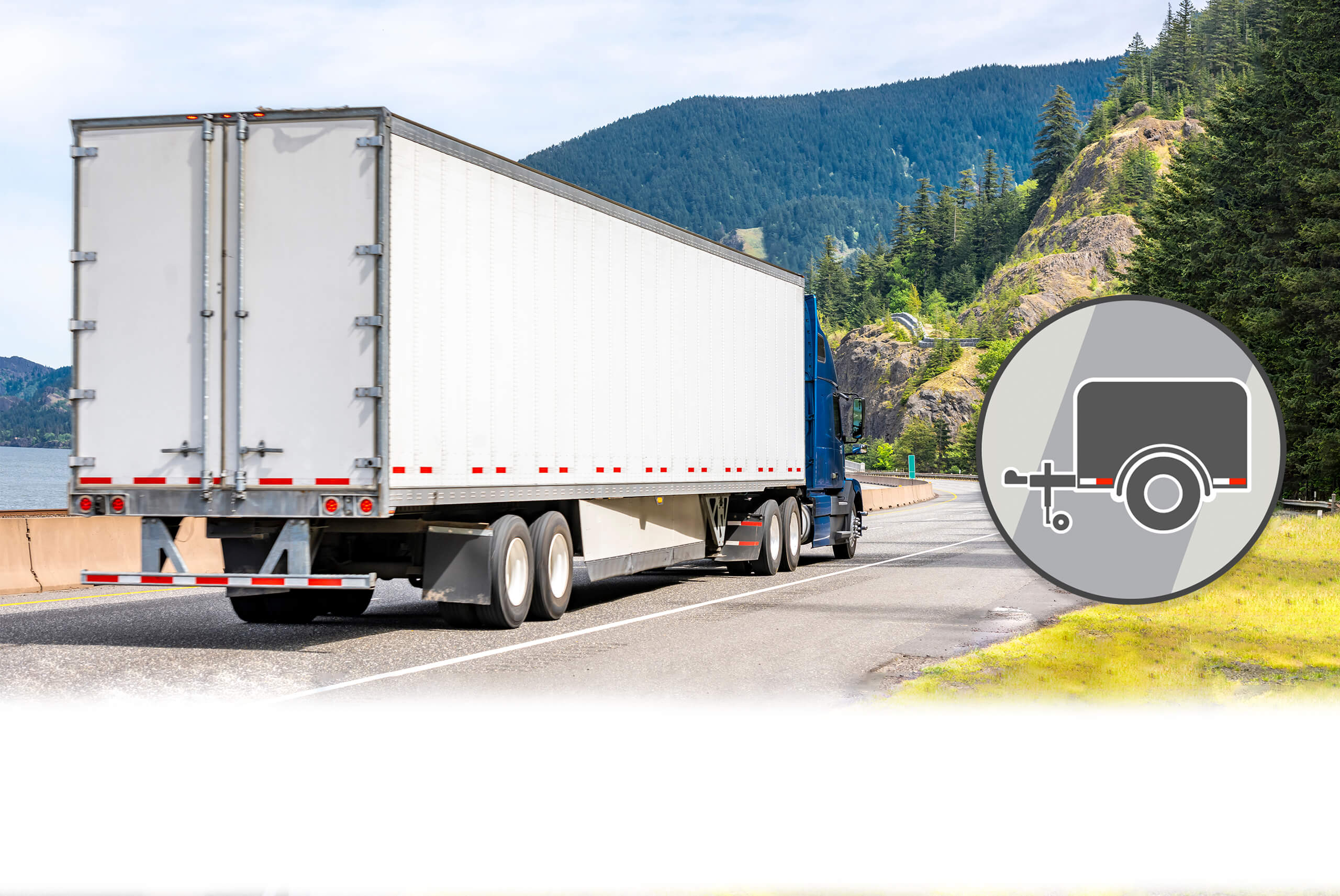 DOT Tape Reflective Tape on Truck in Hills with Trailer Graphic