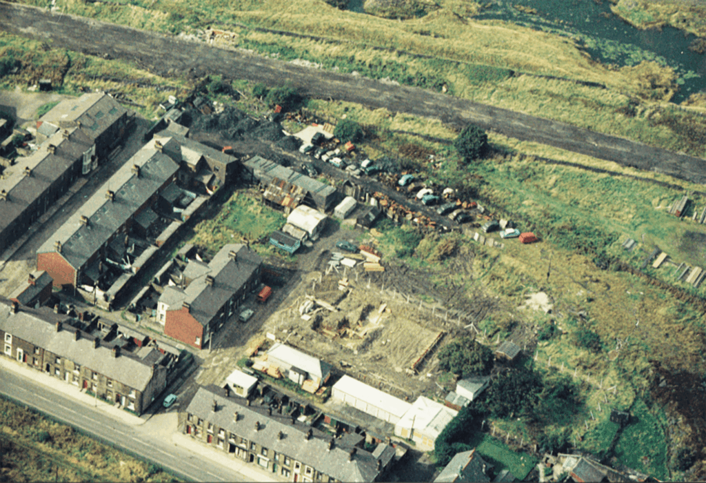 Drone shot of Heskins old